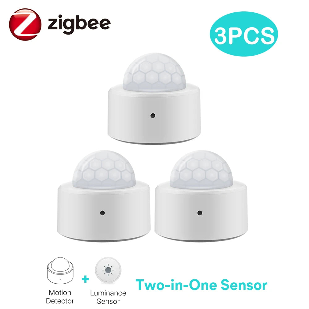 Tuya Zigbee 3.0 Mini PIR Motion Movement Human Body Detector with Brightness Luminance Sensor Lux Meter Home Security Alarm