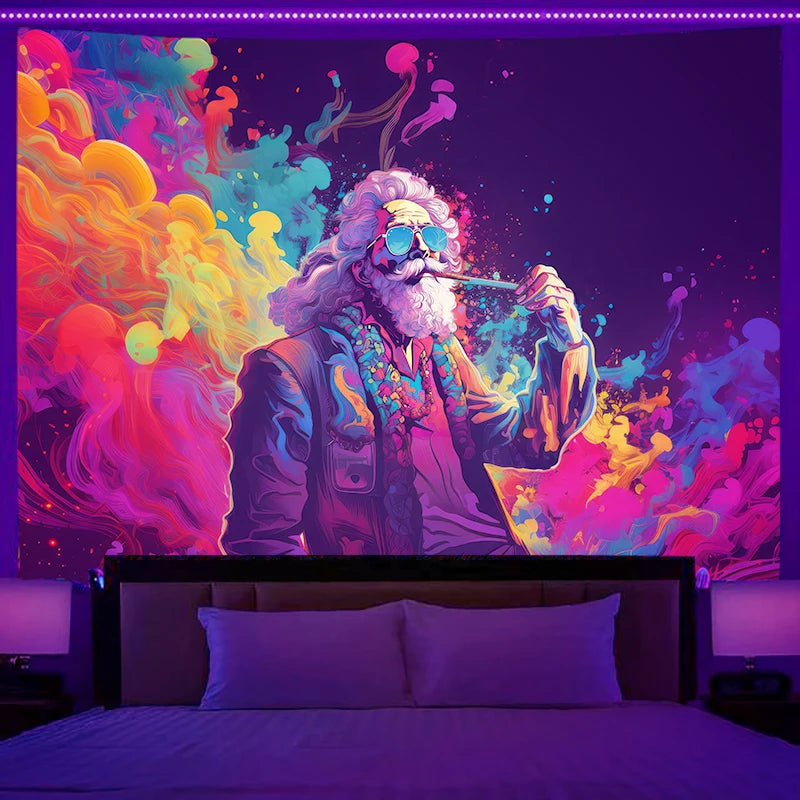 Fluorescent Wall Hanging Astronaut Tapestry Bedroom Room Art Decoration Background Fabric Hippie Party Decoration