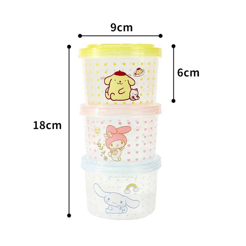 3-Piece Hello Kitty Stackable Lunch Box Food Preservation Box Cute Bento Box Microwave Oven Usable Festival Gift