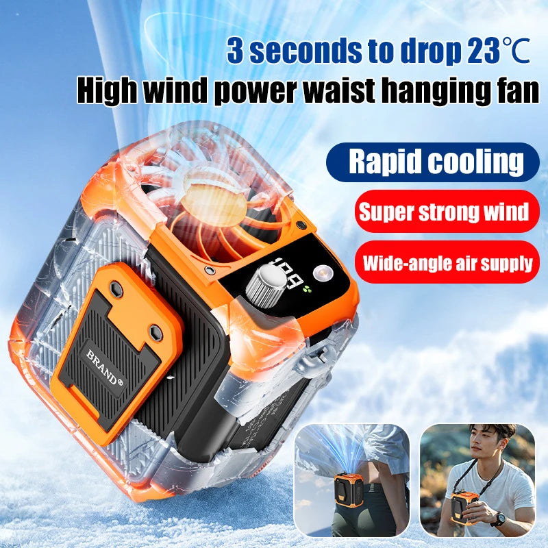 Portable Outdoor Camping Rechargeable Waist Fan Rapid Cooling Super St