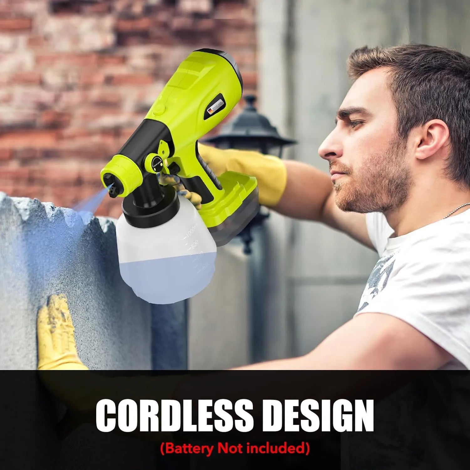 Electric Handheld Paint Sprayers with 1000ML Container, Compatible for Ryobi 18v Battery (NO Battery),for House Furniture, Fence