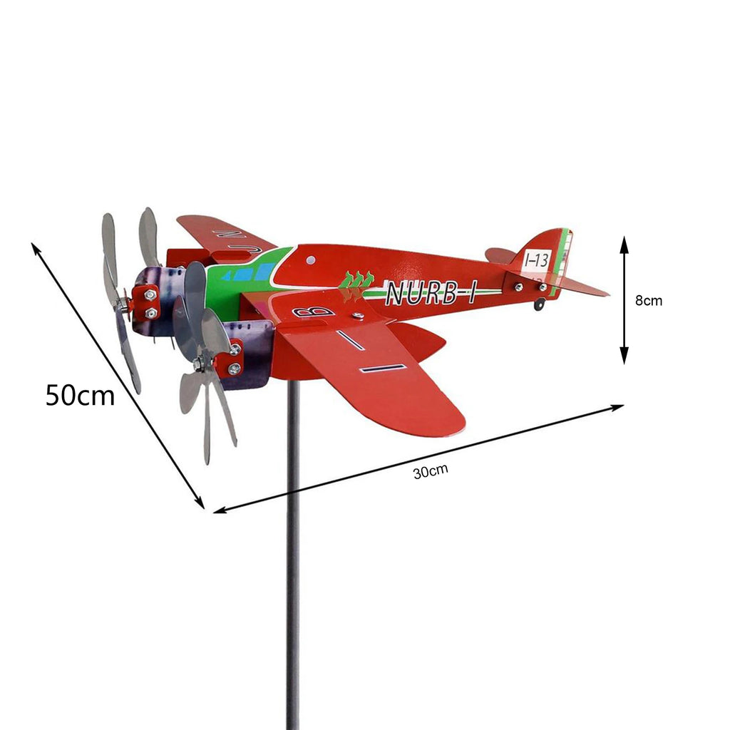 3D Wind Spinner Plane Metal Airplane Weather Vane Plug-in Windmill Outdoor Roof Wind Direction Indicator Ornaments Garden Decor