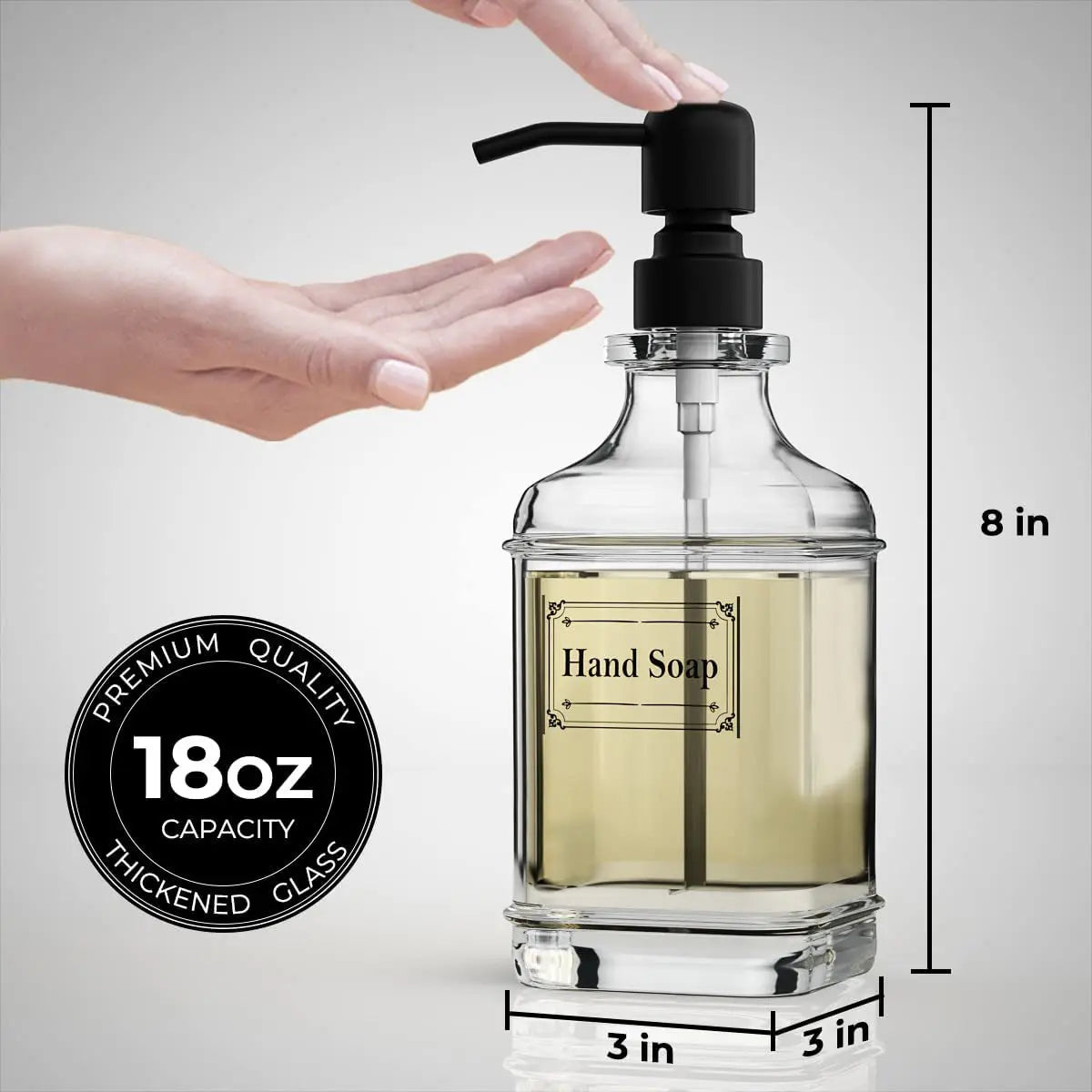 300/550Ml Soap Dispenser High Quality Antique Thick Clear Glass Hand Soap Dispenser Stainless Steel Pump Bathroom Bottles Tool