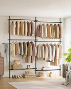 SONGMICS dresses stand, blankets high, 3-tier, height and width adjustable with gripper arm