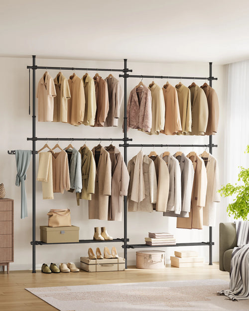 SONGMICS dresses stand, blankets high, 3-tier, height and width adjustable with gripper arm