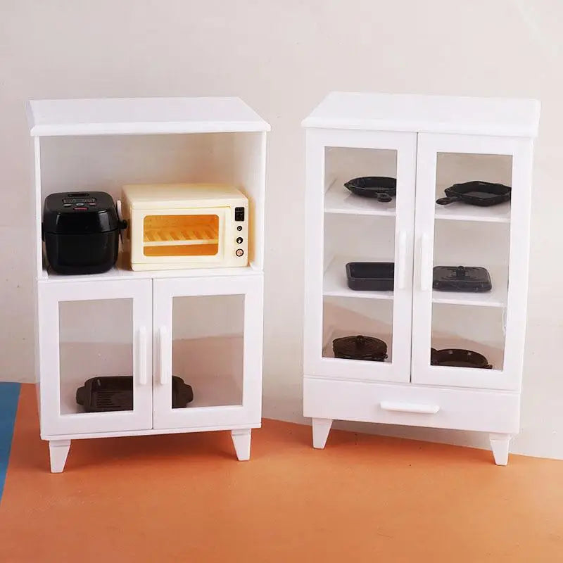 1 Set Toy Dollhouse Furniture Model Kitchen Play Kit Miniature Rice Cookers Cabinet 1:12 Mini Food Pretend Play Accessores
