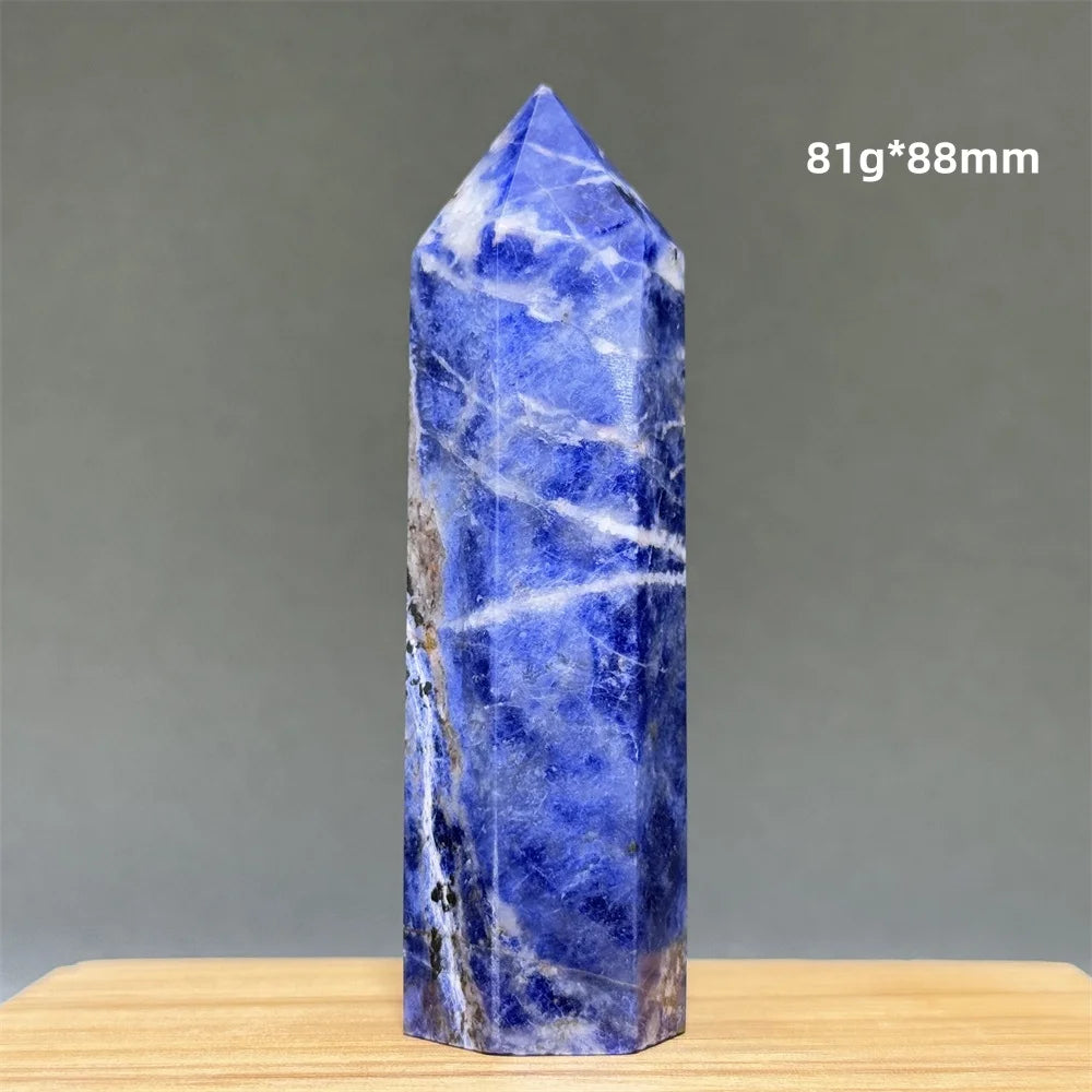Blue Veins Stone Obelisk Natural Mineral Quartz Home Feng Shui Decorative Gift Reiki Treat Witchcraft Magic Wand