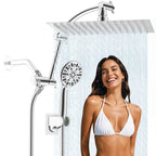 12'' High Pressure Rainfall Shower Head Handheld Showerhead Combo, 16'
