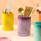 1 PCS Utensil Holder Canister Ceramic Kitchen Cutlery Organizer for Counter Porcelain Cooking Tableware Storage Drying Container