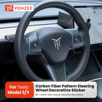 YZ For Tesla Model 3 Y 2021-2023 Car Steering Wheel Frame ABS Carbon Fiber Steering Wheel Decor Cover Stickers Interior