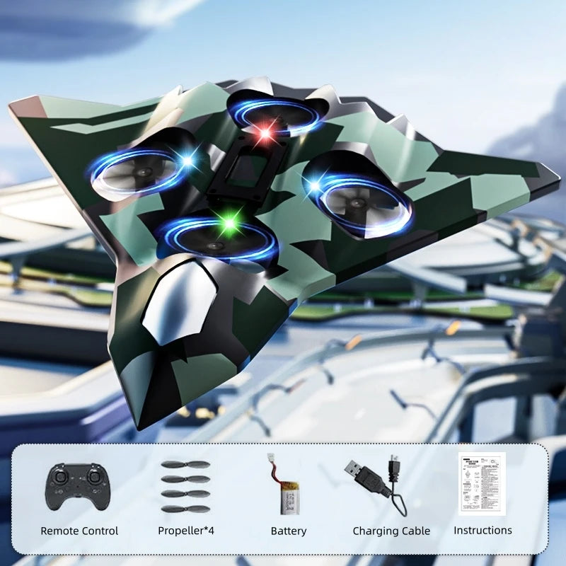 2.4G Remote Control Four-axis Stunt Drone Rolling Hover Fighter Luminous Electric Foam Glider Children's Toy Christmas Gift