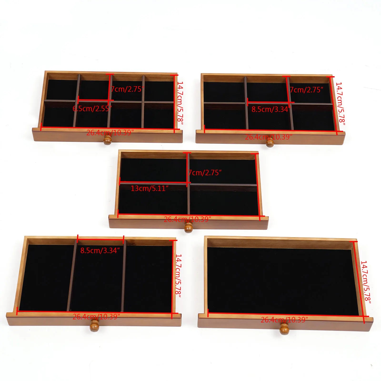 6 Tiers Wooden Jewelry Storage Box - Vintage Jewelry Organizer with Mirror and Lock for Earrings Rings Necklaces Watches