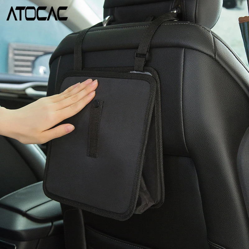 Car Hanging Trash Can Foldable Back Seat Waste Bin Leak Proof Storage Box Waterproof Oxford Vehicles Interior Garbage Organizer