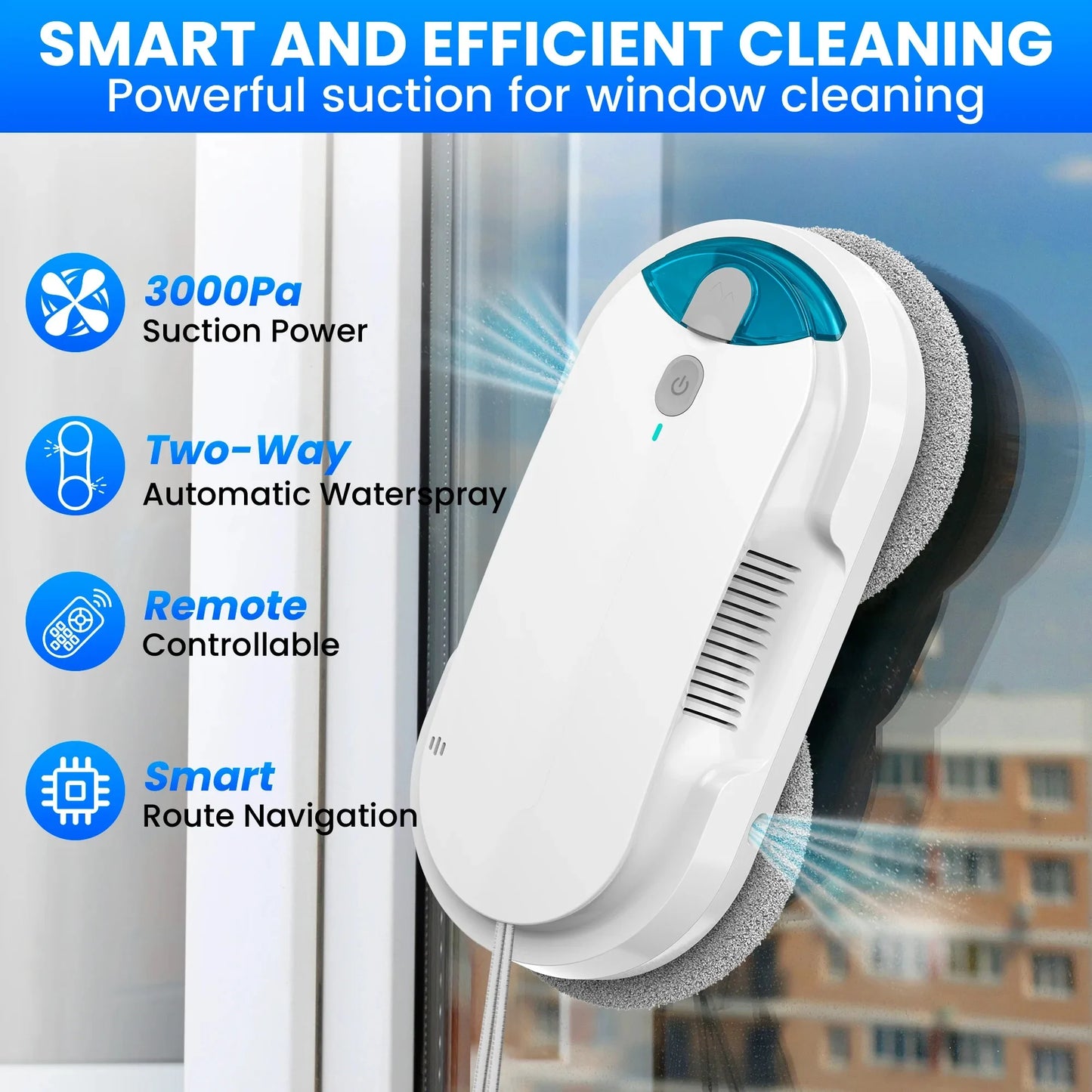 INSE Window Cleaning Robot Automatic Water Spray Function With Remote Control Smart Vacuum Cleaner Machine for Home Glass Washer