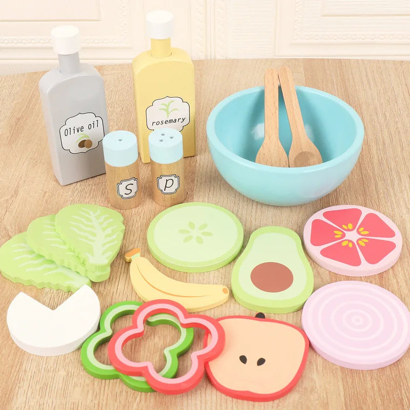 Wooden Pretend Play Food Kitchen Toys Classic Cutting Cooking Set Kids HousePlay Educational Imitation Game Toys for Girls Boys