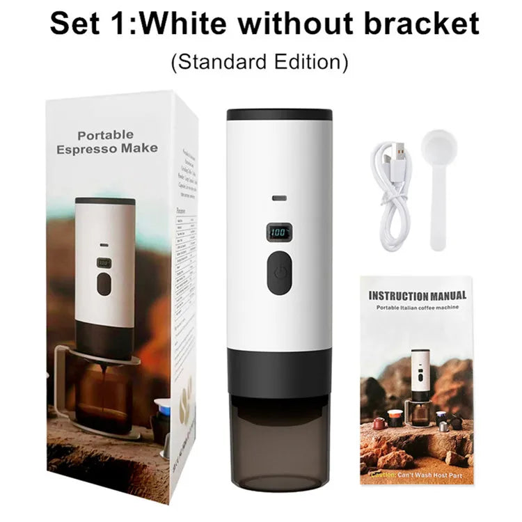 Portable 3-in-1 Wireless Electric Espresso Coffee Machine for Car Home Camping - Capsule Powder Travel Coffee Maker