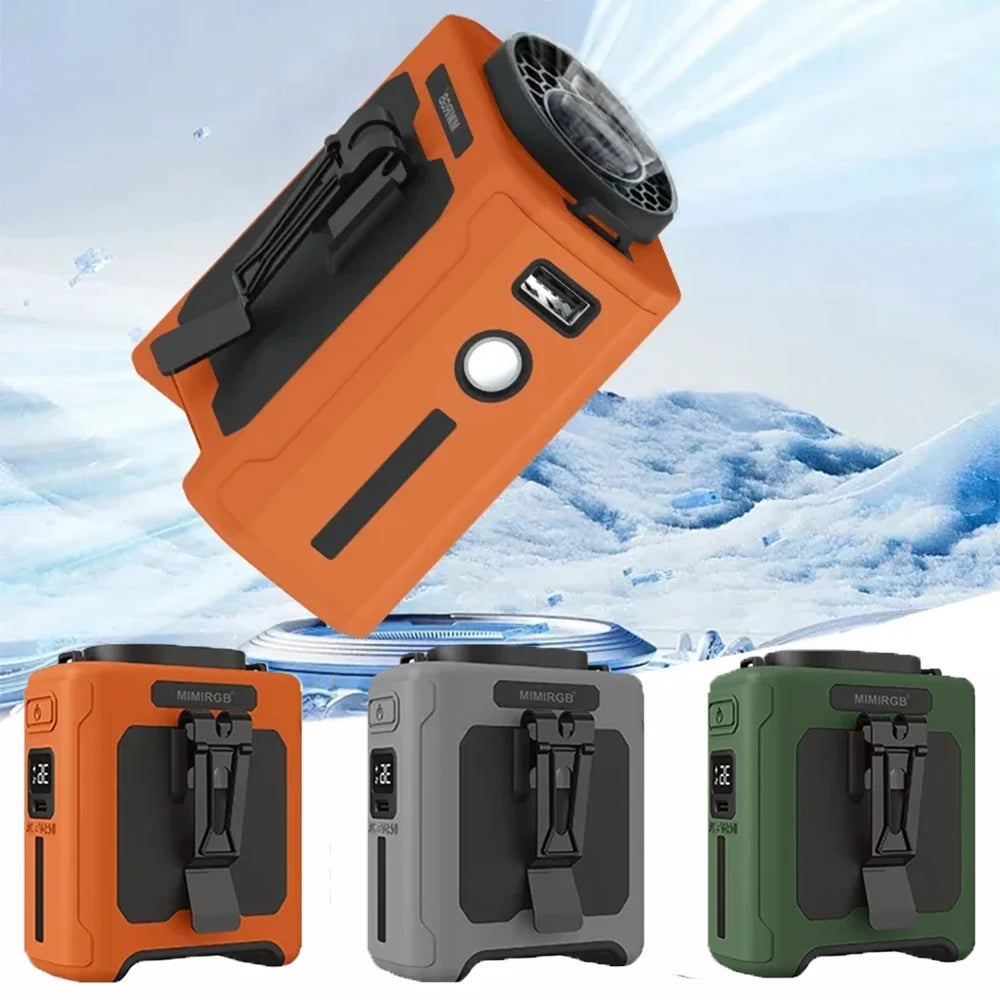 10000mAh Portable Waist Fan with Power Bank LED Lighting Hanging Neck