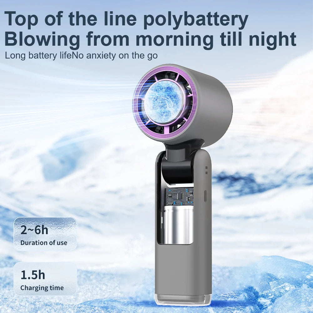 With Ice Cooler Small Pocket Fans Rechargeable 3-in-1 Portable Fan Speed(100) 13000 rpm Ice Cooling Handheld Fan Digital Display