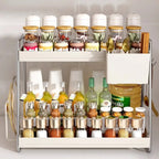 Stainless Steel Kitchen Rack Utensil Organizer Oil Spice Shelf Divided Seasoning Rack for Countertop Organization