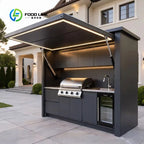 Customized 304 Stainless Steel Modular BBQ Kitchen Island Integral Cabinet With Sink Faucet For Patio Outdoor Barbecue Cooking