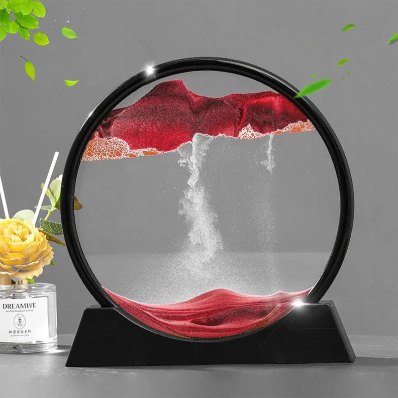 Dynamic flowing sand desktop decoration glass dome, Zen inspired multi-color sand scenery, suitable for home office meditation