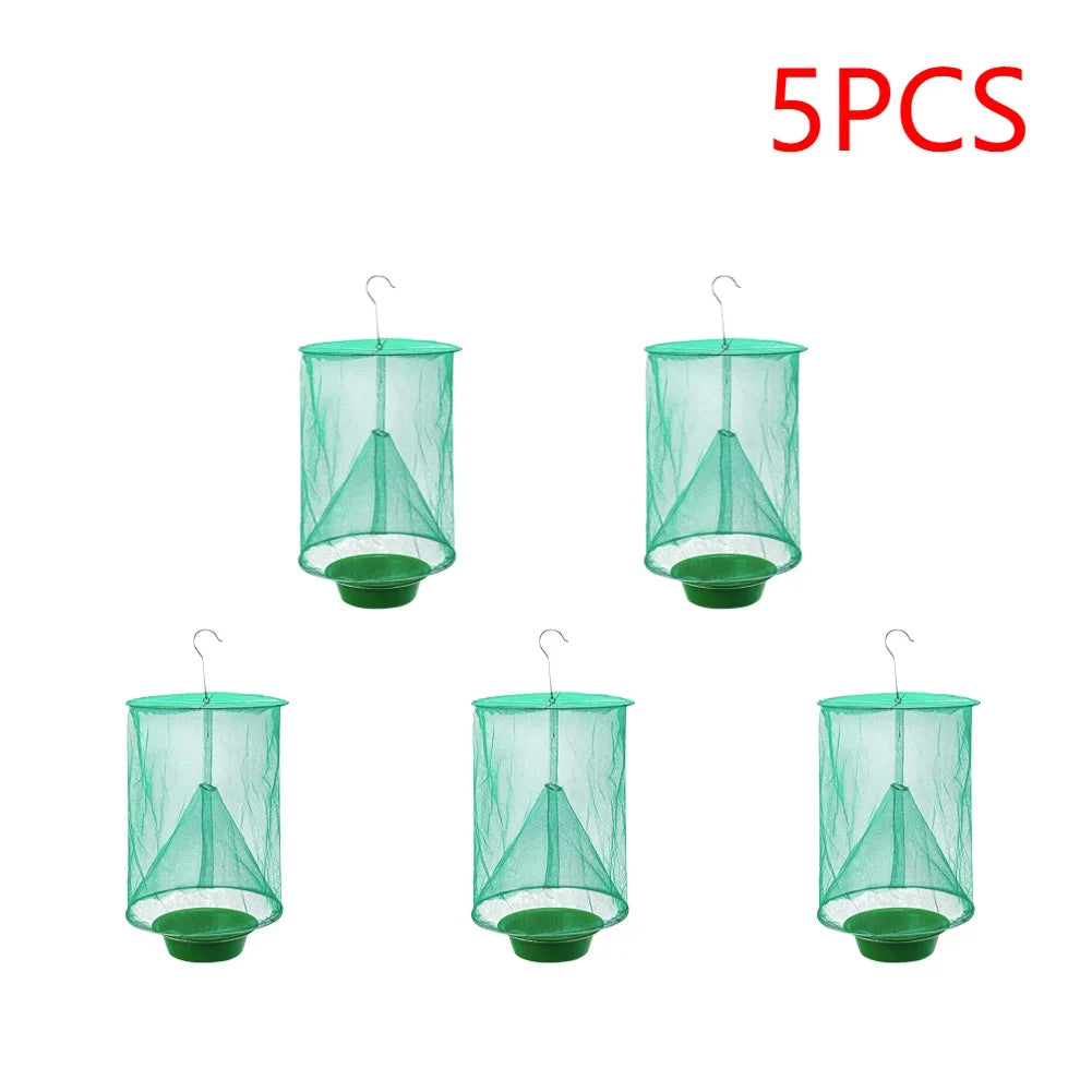 1-10PCS Fly Traps Outdoor Insect Catcher Killer Pest Control Reusable Hanging Flytrap Cage Net Traps Garden Hanging Fly Catche