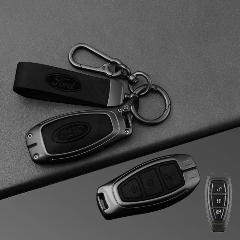 Leather Car Key Case Full Cover for Ford Focus 3 4 ST Mondeo MK3 MK4 Fiesta Fusion Kuga 2013 2014 2015 2017 Keychain Accessories