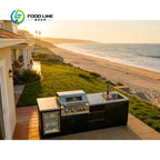 Customized Modular Stainless Steel Outdoor Kitchen Cabinet Complete BBQ Island With Grill For Garden Outside Dining