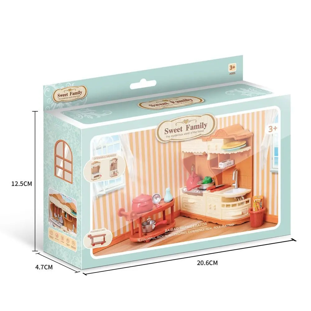 For Children Forest Family Bathroom Garden Pretend Play  Dollhouse Furniture Miniature Furniture Kitchen Cooking
