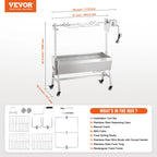 VEVOR 35inch Rotisserie Grill Electric Motor Charcoal Spit Grill Stainless Steel Roaster w/Lockable Wheels for Camping Outdoor