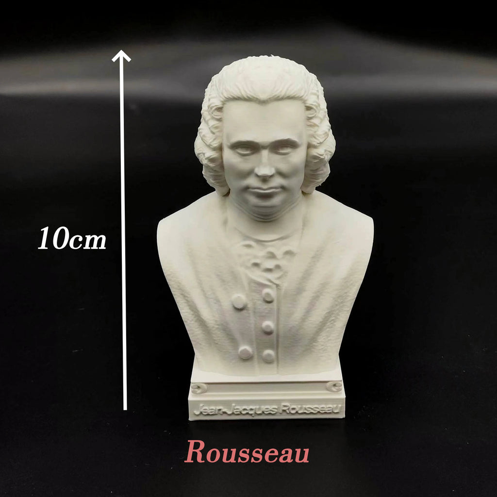French writer philosopher ornaments Descartes, Montesquieu, Foucault, Voltaire and Rousseau imitation plaster statues  souvenirs