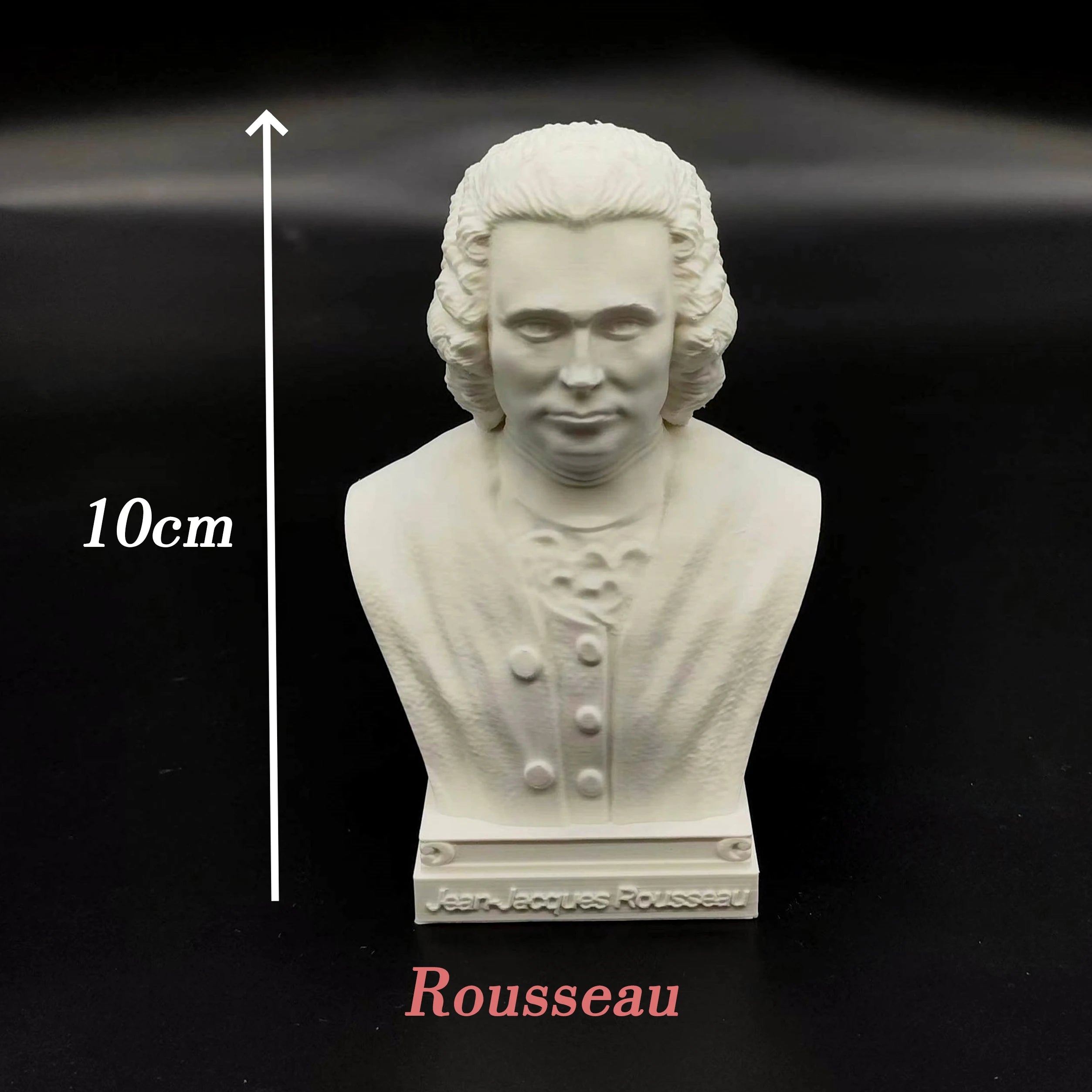 French writer philosopher ornaments Descartes, Montesquieu, Foucault, Voltaire and Rousseau imitation plaster statues  souvenirs
