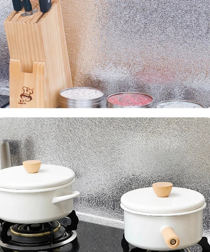 Kitchen cabinet oil high temperature stove waterproof grill tile wall stickers aluminum foil aluminum foil wallpaper