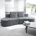 98" Curved Sofa with Half Moon Design, Sofa Bed with 2 Throw Pillows & 4 Seaters for Living Room, Office & Apartment