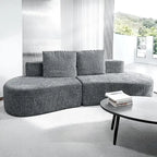 98" Curved Sofa with Half Moon Design, Sofa Bed with 2 Throw Pillows & 4 Seaters for Living Room, Office & Apartment