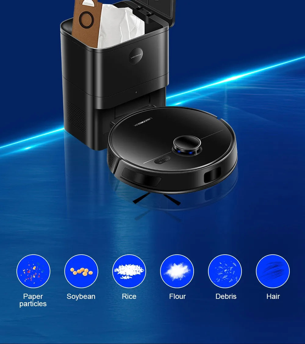 Liectroux M70 Pro Lidar Robot 3200mAh Vacuum Cleaner with Self-emptying Dustbin Multi-floor Map Storage 6500Pa Strong Suction