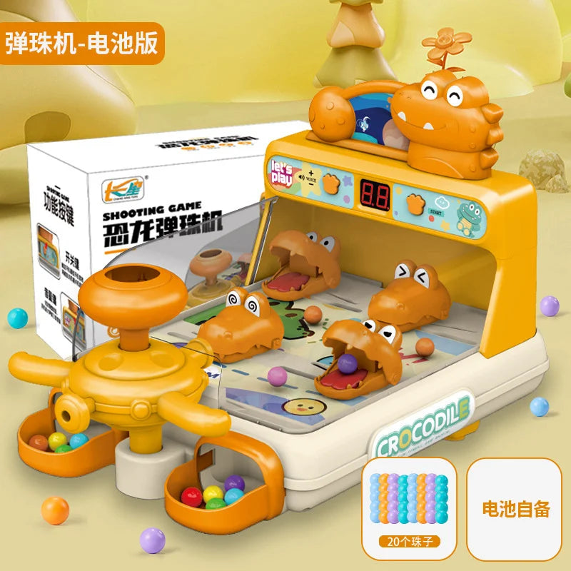 Cartoon Crocodile Table Games Toys Pinball Shooting Machine Score Shooting Target Children Desktop Games Toys with Lights Music