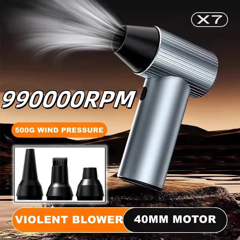New Violent Fan X7 Turbo jet fan 40mm Large Brushless Motor Handheld Metal Housing Powerful Blower Air Duct Violent Turbofan