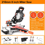 HASPOWER 8 Inch 210mm Sliding Miter Saw Single Bevel With Laser LED Light Electric Power Tool Cutting Machine