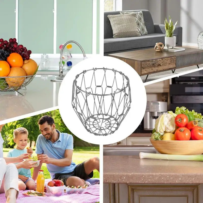 Fruit Basket Transformable Foldable Metal Veggie Basket Multi-functional Large Capacity Creative Fruit Basket for Interior