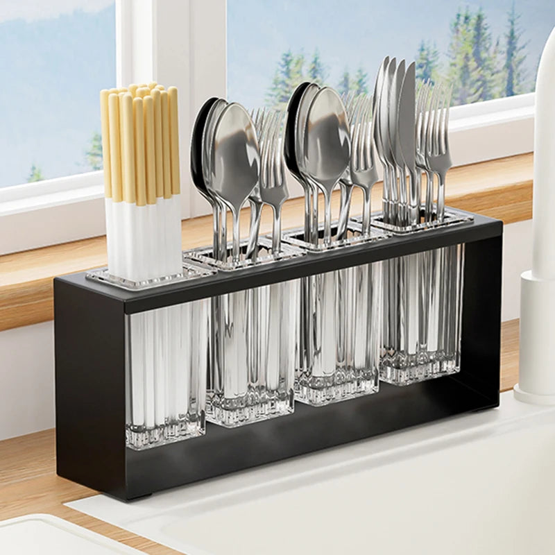 Sink countertop, chopstick cage, multifunctional spoon fork storage rack, tableware drainage rack, storage kitchen utensils