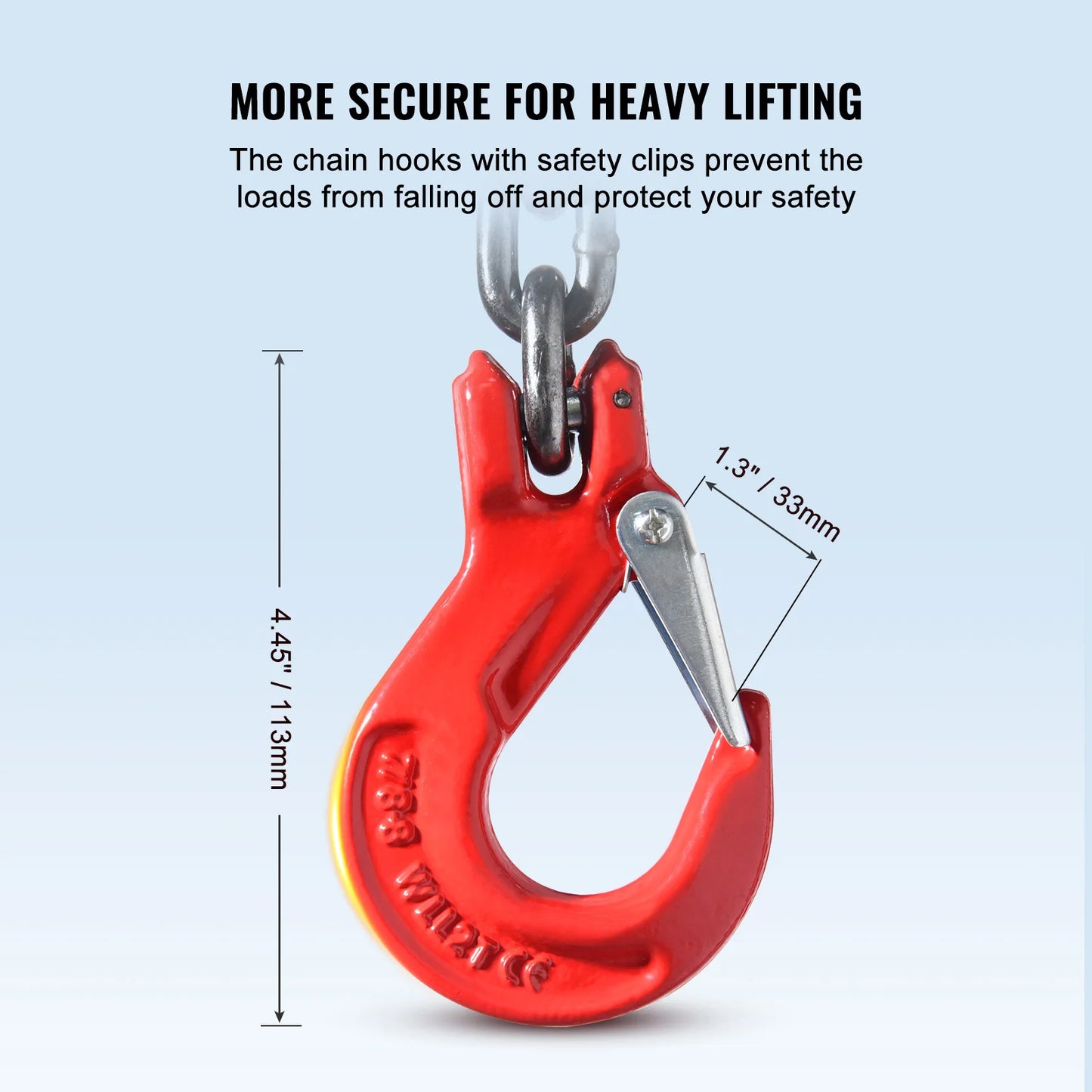 VEVOR 3T Chain Sling 6 ft Heavy Duty Lifting Chains with 2 Leg Grab Hooks G80 for Engine Manual Hoist Lifting Tool