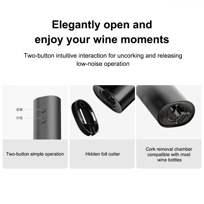 Xiaomi Mijia Electric Wine Opener Battery Automatic Bottle Cap Opener for Red Wine Beer with Foil Cutter Kitchen Accessories