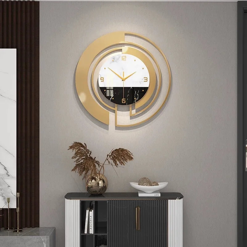 Nordic Light Luxury Metal Wall Clock Fashion Design Large Home Decoration Pendant Clock Hotel Living Room Wall Hanging Clock