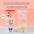 3-Piece Hello Kitty Stackable Lunch Box Food Preservation Box Cute Bento Box Microwave Oven Usable Festival Gift