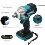 Kamolee 520N.m Brushless Electric Impact Wrench 1/2 and 1/4 Inch Household Wireless Charging Small 18V Battery Wrench Tool