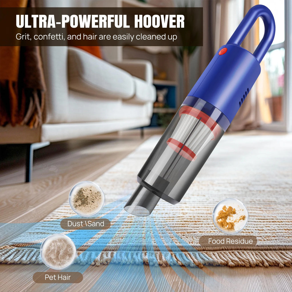 Wireless Portable Car & Home Vacuum Cleaner, 6200Pa Strong Suction, 50W High Power, Dual Lithium Batteries for Long-lasting Batt