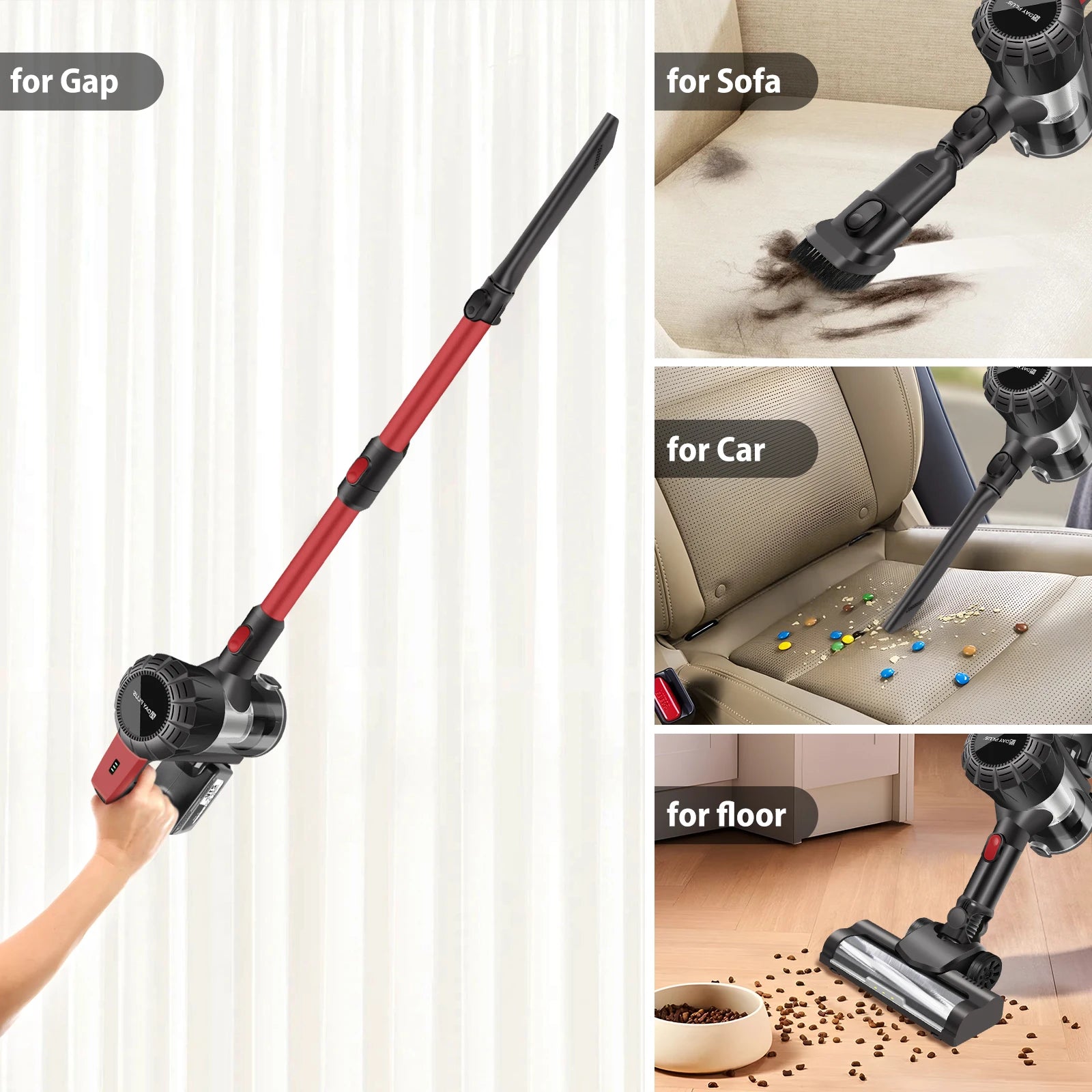 Cordless Vacuum Cleaner Poweful Vaccum Cleaner with 3000mAh Rechargeable Battery, 15KPA Powerful Pet Vacuum Cleaner