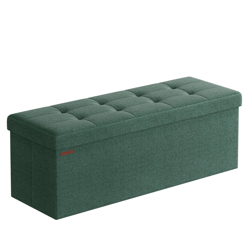 SONGMICS Storage Bench, Foldable Pouffe, 38 x 110 x 38 cm, End of Bed, Footrest, Storage Box, Load up to 300 kg, for Living Room
