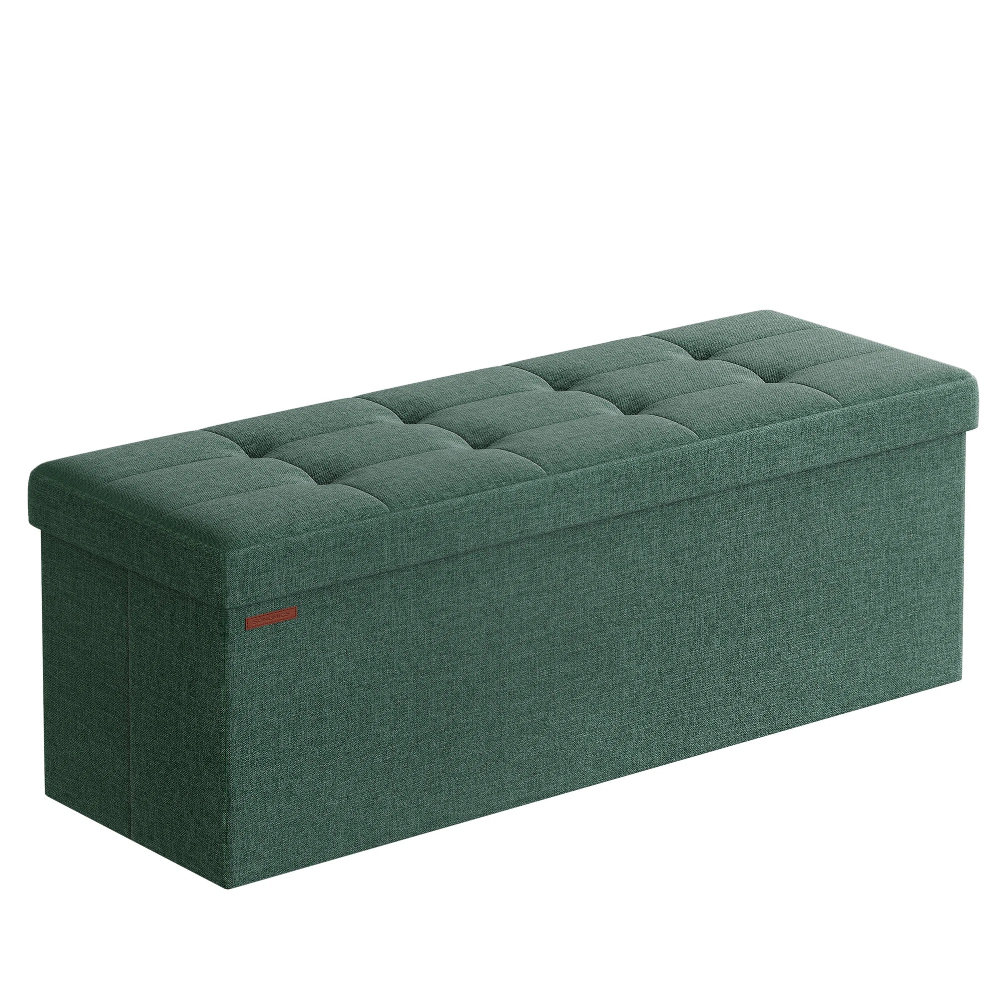SONGMICS Storage Bench, Foldable Pouffe, 38 x 110 x 38 cm, End of Bed, Footrest, Storage Box, Load up to 300 kg, for Living Room